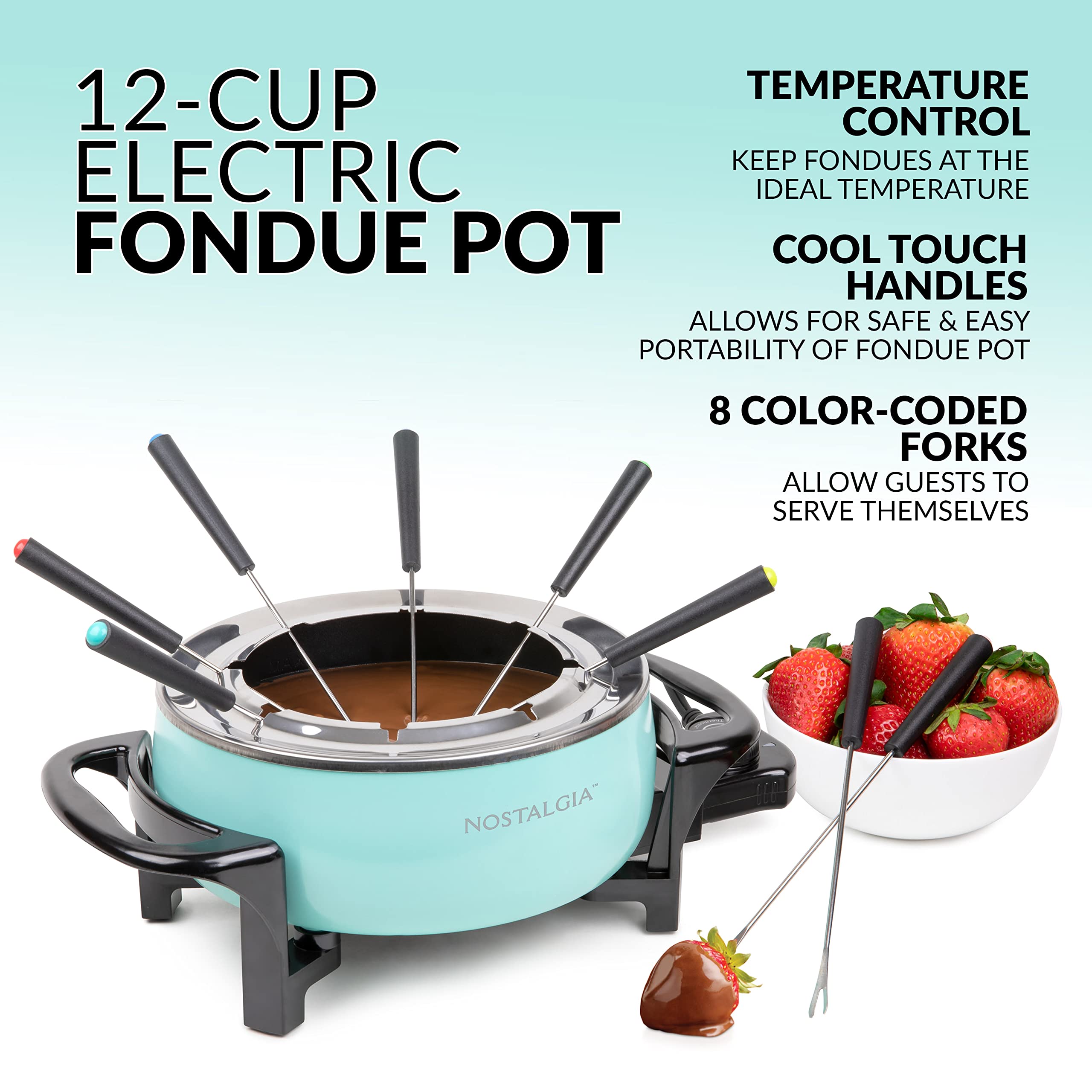 Amazon.com: Nostalgia 12-Cup Electric Fondue Pot Set for Cheese